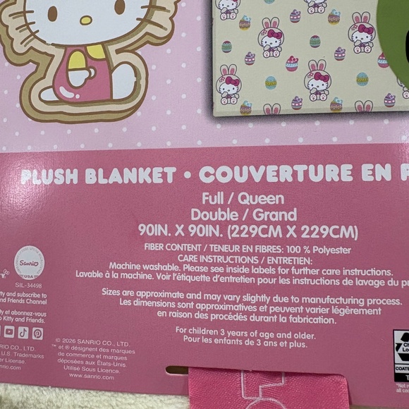 NWT Hello Kitty Yellow Easter Throw Full/Queen - Picture 3 of 4